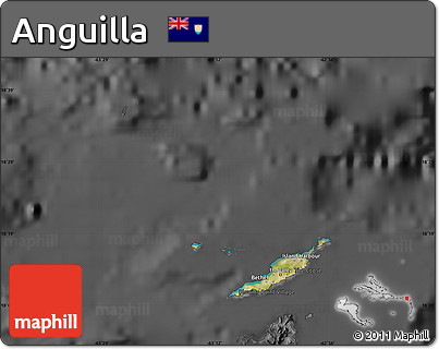 Satellite Map of Anguilla, darken, desaturated