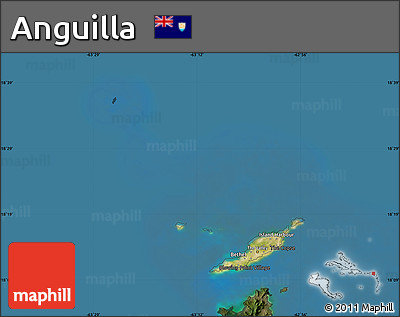 Satellite Map of Anguilla, darken, land only