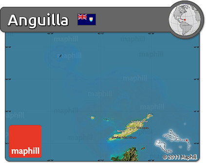 Satellite Map of Anguilla, darken, land only