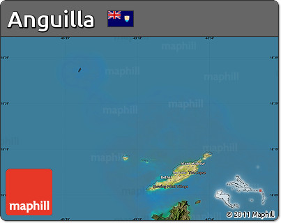 Satellite Map of Anguilla, darken, land only