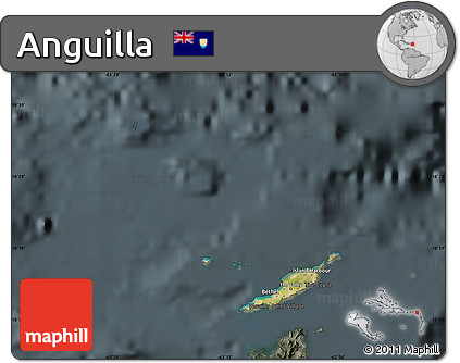 Satellite Map of Anguilla, darken, semi-desaturated