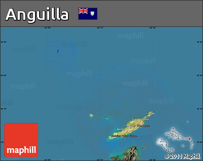 Satellite Map of Anguilla, darken, semi-desaturated, land only