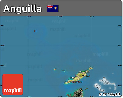 Satellite Map of Anguilla, darken, semi-desaturated, land only