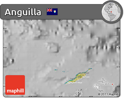 Satellite Map of Anguilla, lighten, desaturated