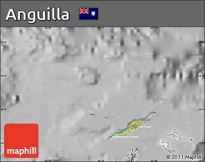 Satellite Map of Anguilla, lighten, desaturated