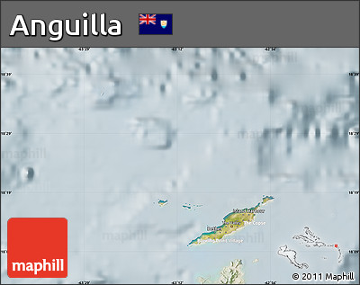 Satellite Map of Anguilla, lighten
