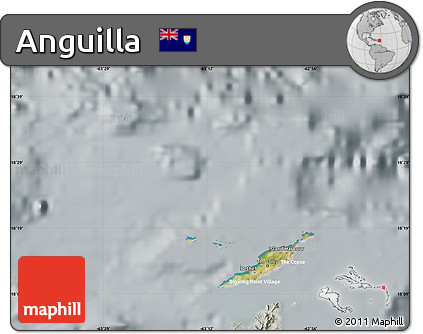 Satellite Map of Anguilla, lighten, semi-desaturated