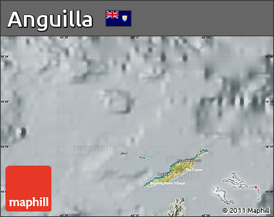Satellite Map of Anguilla, lighten, semi-desaturated
