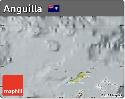 Satellite Map of Anguilla, lighten, semi-desaturated