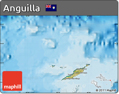 Satellite Map of Anguilla, political shades outside