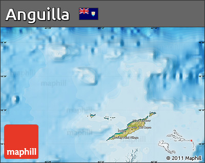 Satellite Map of Anguilla, political shades outside
