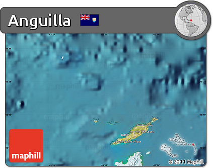 Satellite Map of Anguilla, political shades outside, satellite sea
