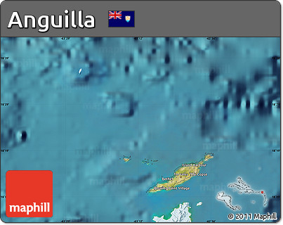 Satellite Map of Anguilla, political shades outside, satellite sea