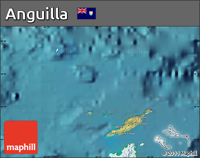 Satellite Map of Anguilla, political shades outside, satellite sea