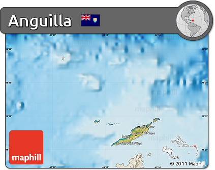 Satellite Map of Anguilla, shaded relief outside