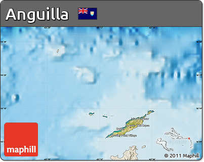 Satellite Map of Anguilla, shaded relief outside