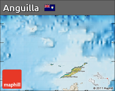 Satellite Map of Anguilla, shaded relief outside