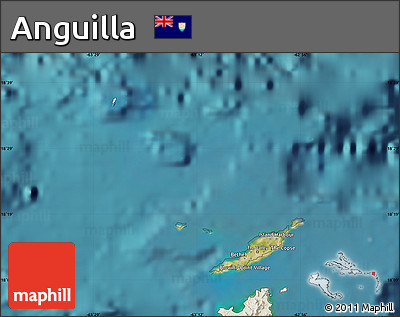 Satellite Map of Anguilla, shaded relief outside, satellite sea