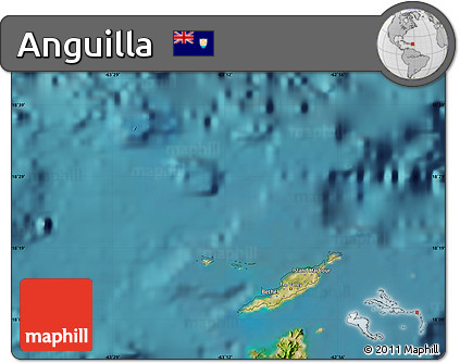 Satellite Map of Anguilla, single color outside