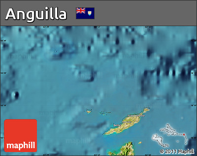 Satellite Map of Anguilla, single color outside