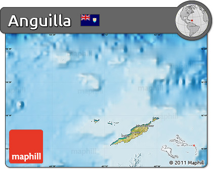 Satellite Map of Anguilla, single color outside, shaded relief sea