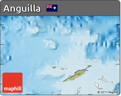 Satellite Map of Anguilla, single color outside, shaded relief sea