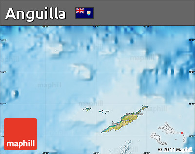 Satellite Map of Anguilla, single color outside, shaded relief sea