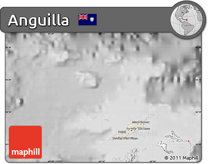 Shaded Relief Map of Anguilla, desaturated