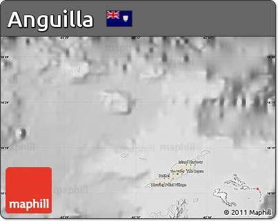 Shaded Relief Map of Anguilla, desaturated