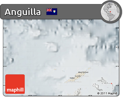 Shaded Relief Map of Anguilla, lighten, semi-desaturated