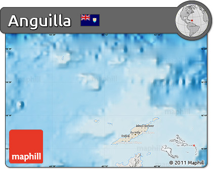 Shaded Relief Map of Anguilla, lighten, semi-desaturated, land only
