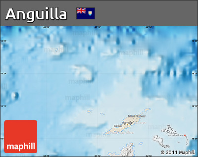Shaded Relief Map of Anguilla, lighten, semi-desaturated, land only