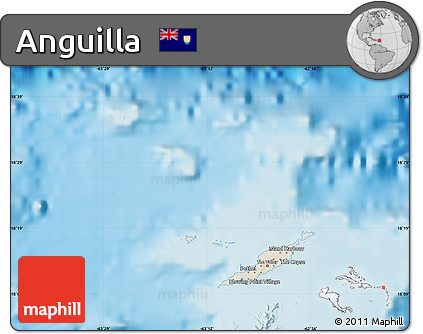 Shaded Relief Map of Anguilla, political shades outside, shaded relief sea