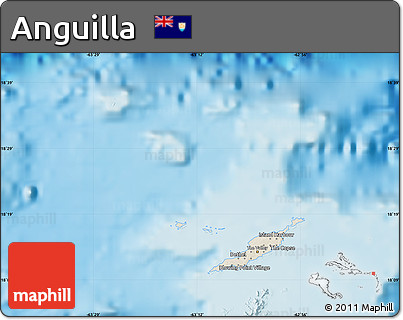Shaded Relief Map of Anguilla, political shades outside, shaded relief sea