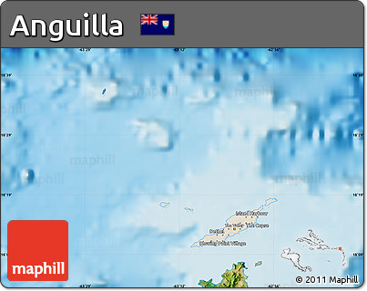 Shaded Relief Map of Anguilla, satellite outside, shaded relief sea