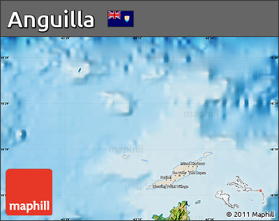 Shaded Relief Map of Anguilla, satellite outside, shaded relief sea