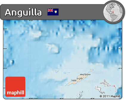 Shaded Relief Map of Anguilla, single color outside