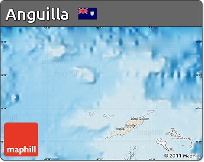 Shaded Relief Map of Anguilla, single color outside