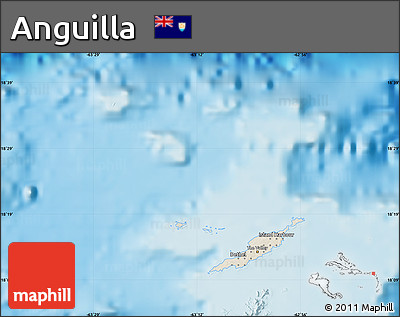 Shaded Relief Map of Anguilla, single color outside