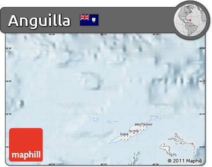 Silver Style Map of Anguilla, single color outside