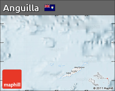 Silver Style Map of Anguilla, single color outside