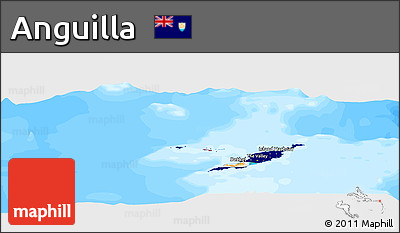 Flag Panoramic Map of Anguilla, single color outside, bathymetry sea, flag rotated