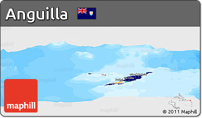 Flag Panoramic Map of Anguilla, single color outside, bathymetry sea, flag rotated