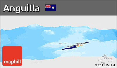 Flag Panoramic Map of Anguilla, single color outside, bathymetry sea