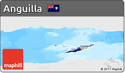 Flag Panoramic Map of Anguilla, single color outside, bathymetry sea