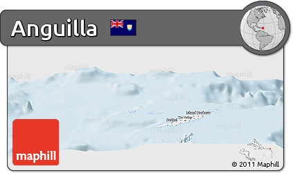 Gray Panoramic Map of Anguilla, single color outside