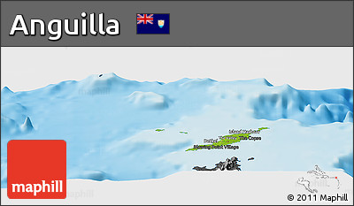 Physical Panoramic Map of Anguilla, darken, desaturated, land only