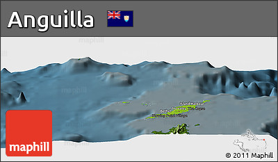 Physical Panoramic Map of Anguilla, darken