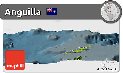 Physical Panoramic Map of Anguilla, darken