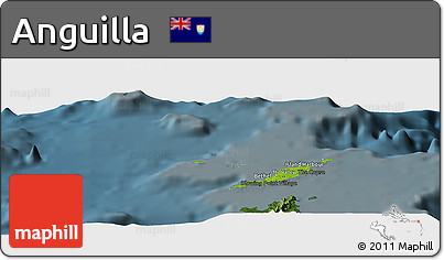 Physical Panoramic Map of Anguilla, darken